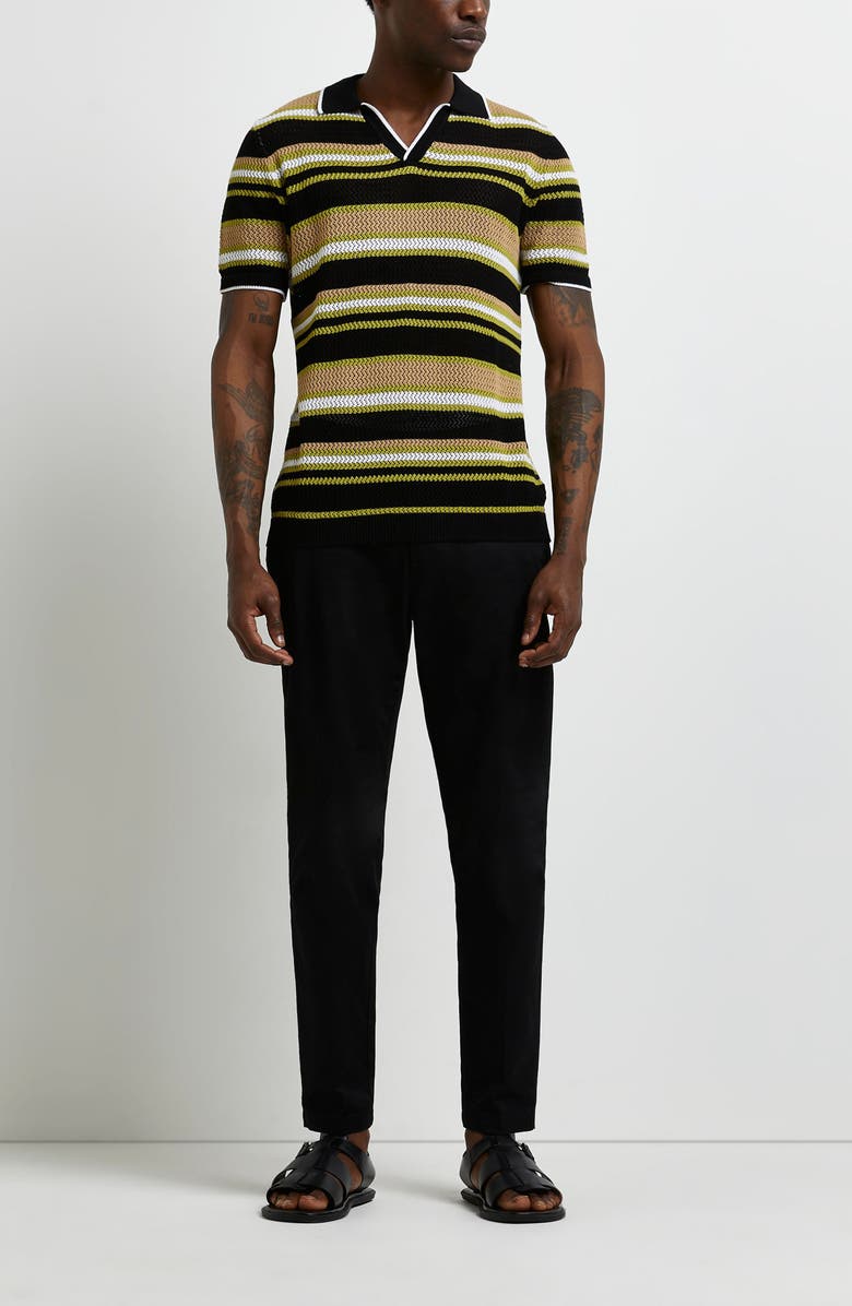 River Island Stripe Mesh Polo, Alternate, color,