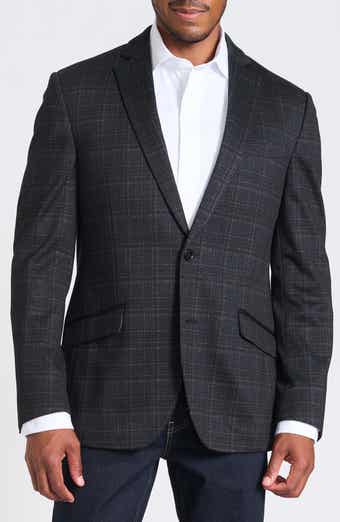 SAVILE ROW CO Midnight Shadow Plaid Knit Blazer