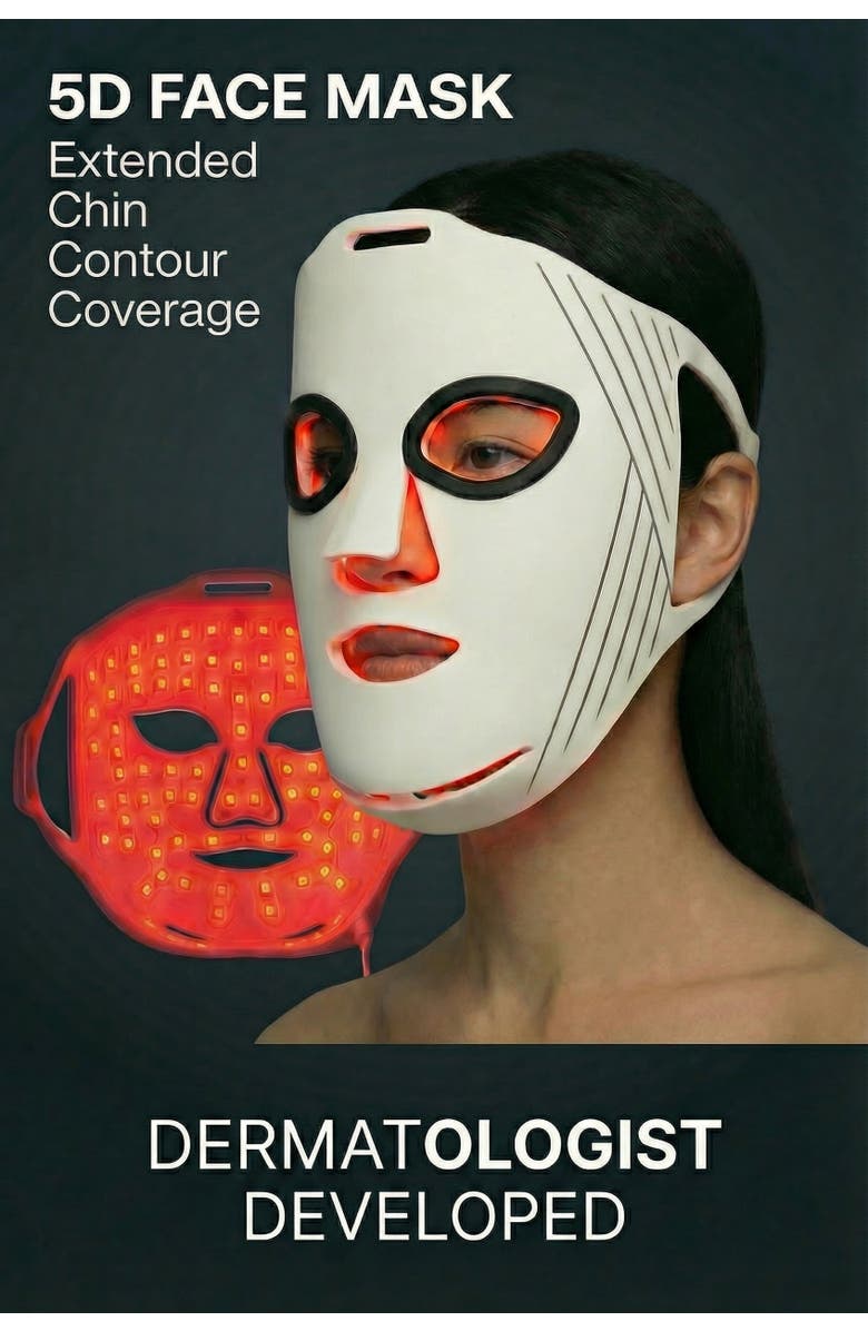 Lovery 5D Liquid Silicone LED Light Therapy Face Mask - Red, Blue & Near-Infrared Light - Skin Rejuvenation & Acne Care, Alternate, color, White