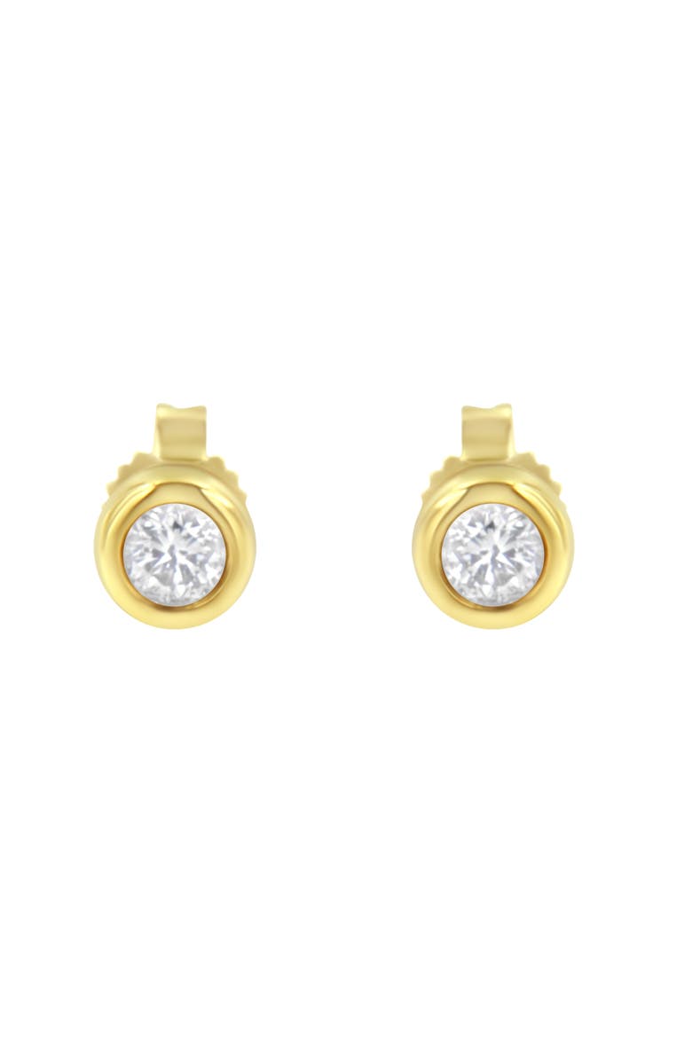 10K Gold 1/4 Ct Diamond Bezel Stud Earrings, Alternate, color, Yellow