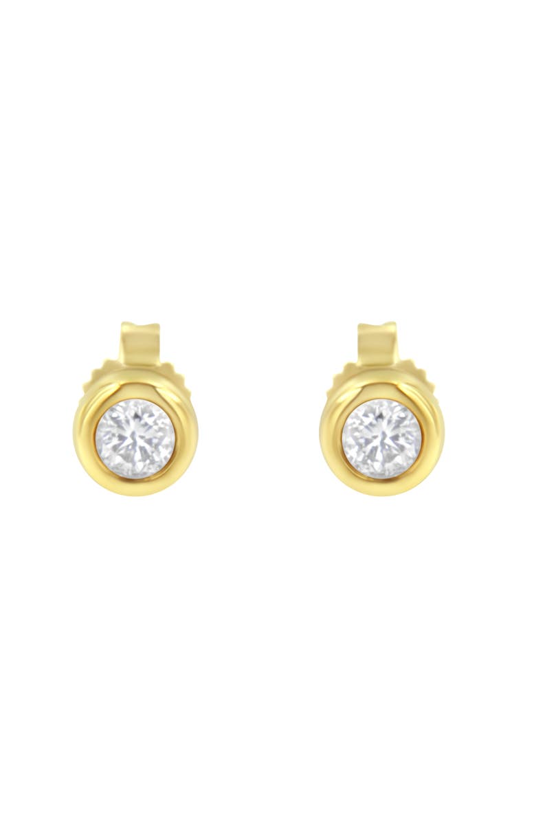 Haus of Brilliance 10K Gold 1/4 Ct Diamond Bezel Stud Earrings, Alternate, color, Yellow