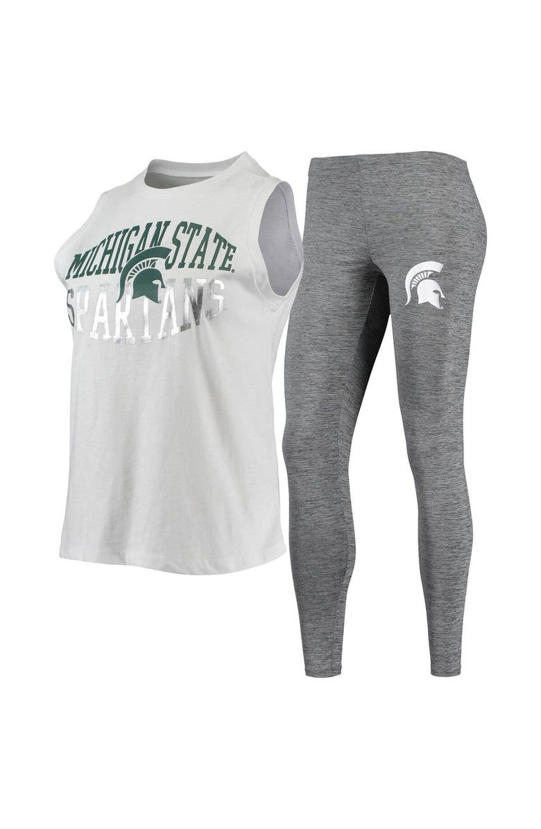 CONCEPTS SPORT Women's Concepts Sport Charcoal/White Michigan State Spartans Tank Top & Leggings Sleep Set, Main, color, 