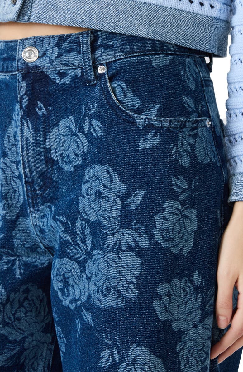 Steve Madden Jaxon Floral Wide Leg Jeans, Alternate, color, Rose Frost