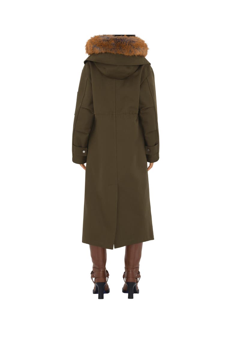 Long Faux Fur Trim Cotton Parka, Alternate, color, Loch