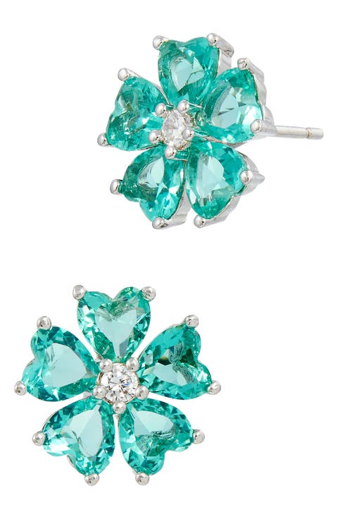 CZ Flower Stud Earrings