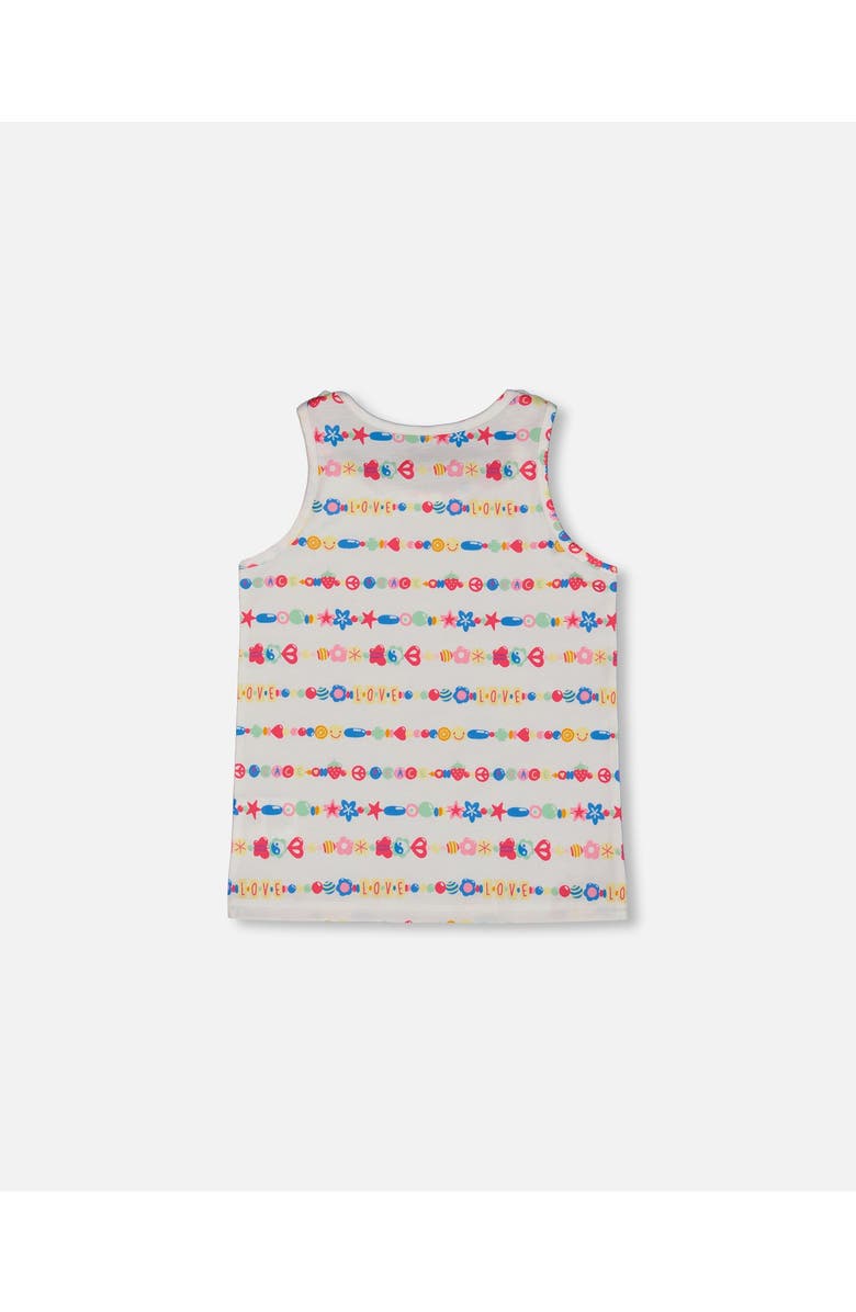 Deux par Deux Little Girl's Tank Top With Knots White And Multicolored Candies, Alternate, color, 