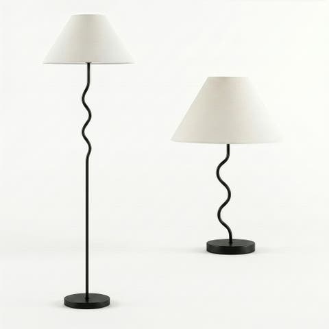 Squiggle LED Floor Lamp + Table Lamp Bundle, Set of 2