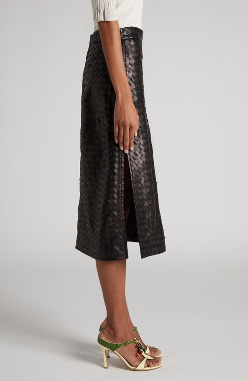 Bottega Veneta Intrecciato Leather Midi Skirt