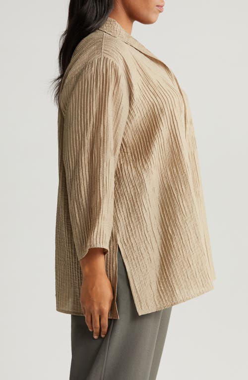 Eileen Fisher Textured High Collar Open Jacket