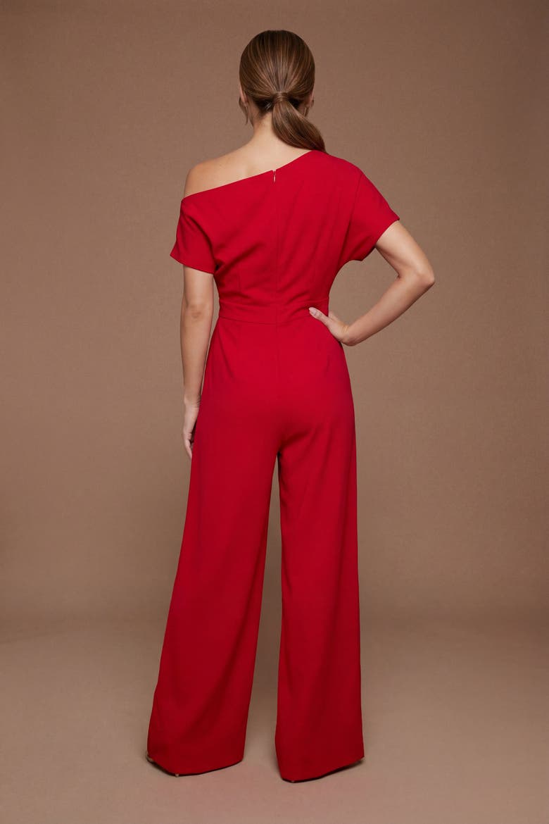 Petite Off Shoulder Jumpsuit, Alternate, color, Flame Red