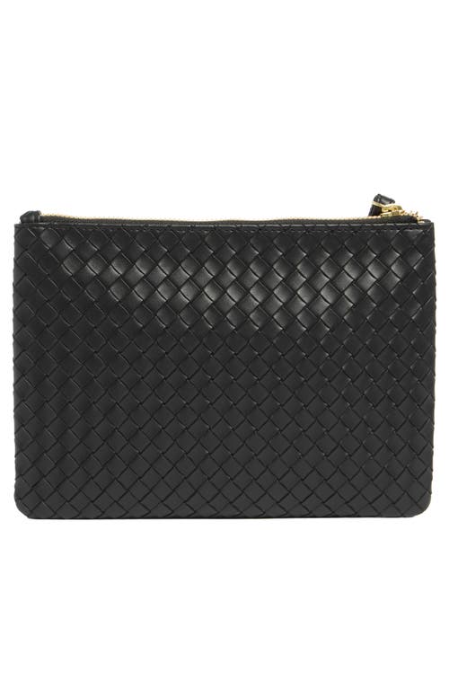 Shop Mundi Small Leather Goods Woven Wristlet In Black