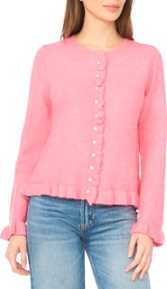 CeCe Ruffle Trim Cardigan