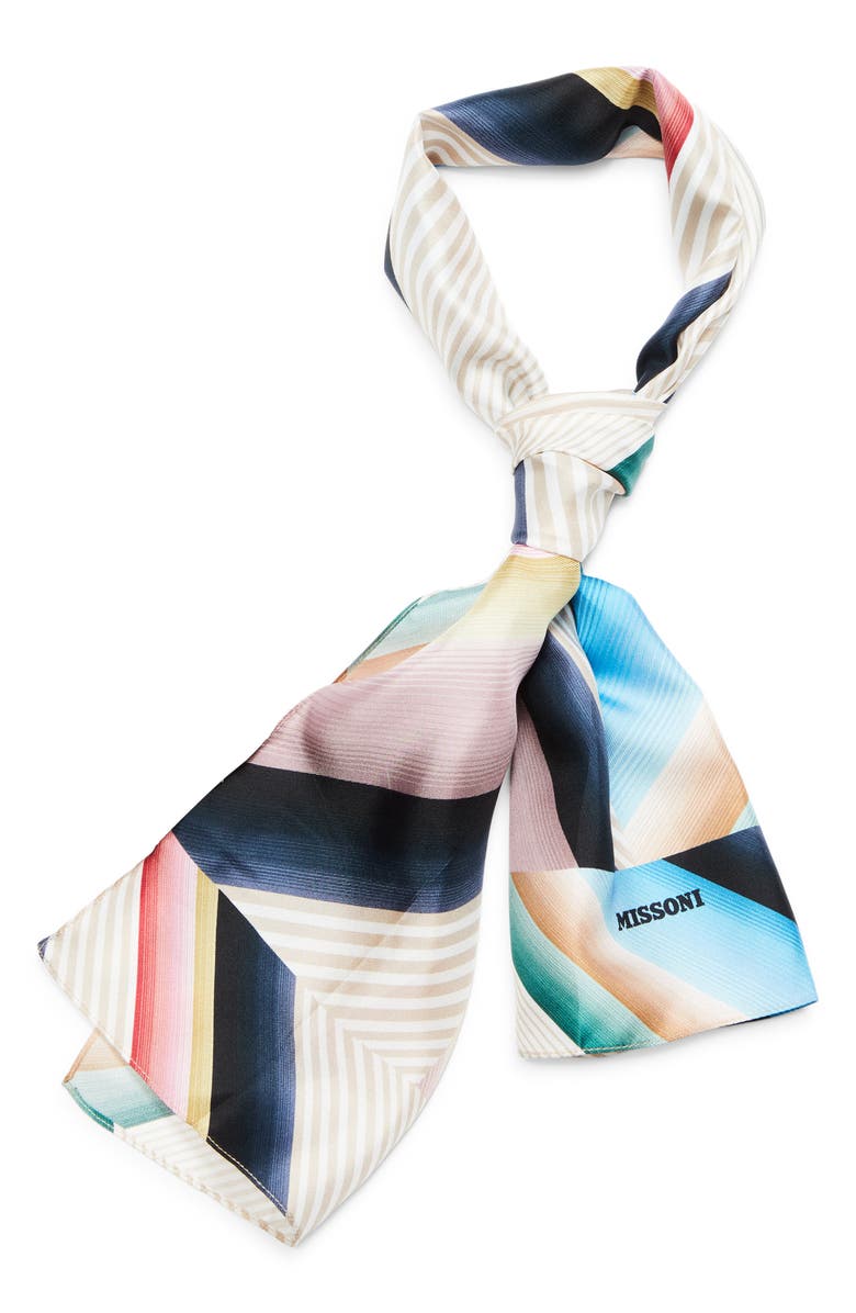 Missoni Chevron Print Silk Skinny scarf, Alternate, color, 0001 Pink Blue Multi