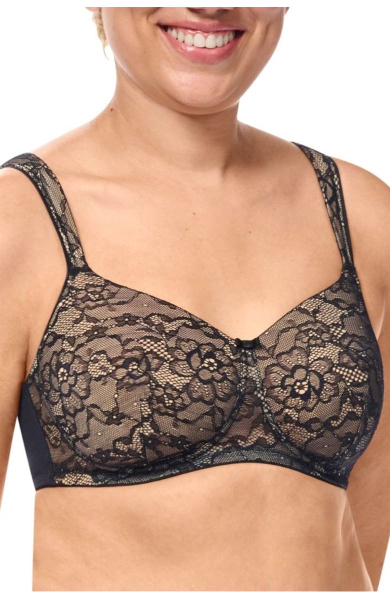 Amoena Camilla Padded Wire-Free Bra, Main, color, Black/Sand