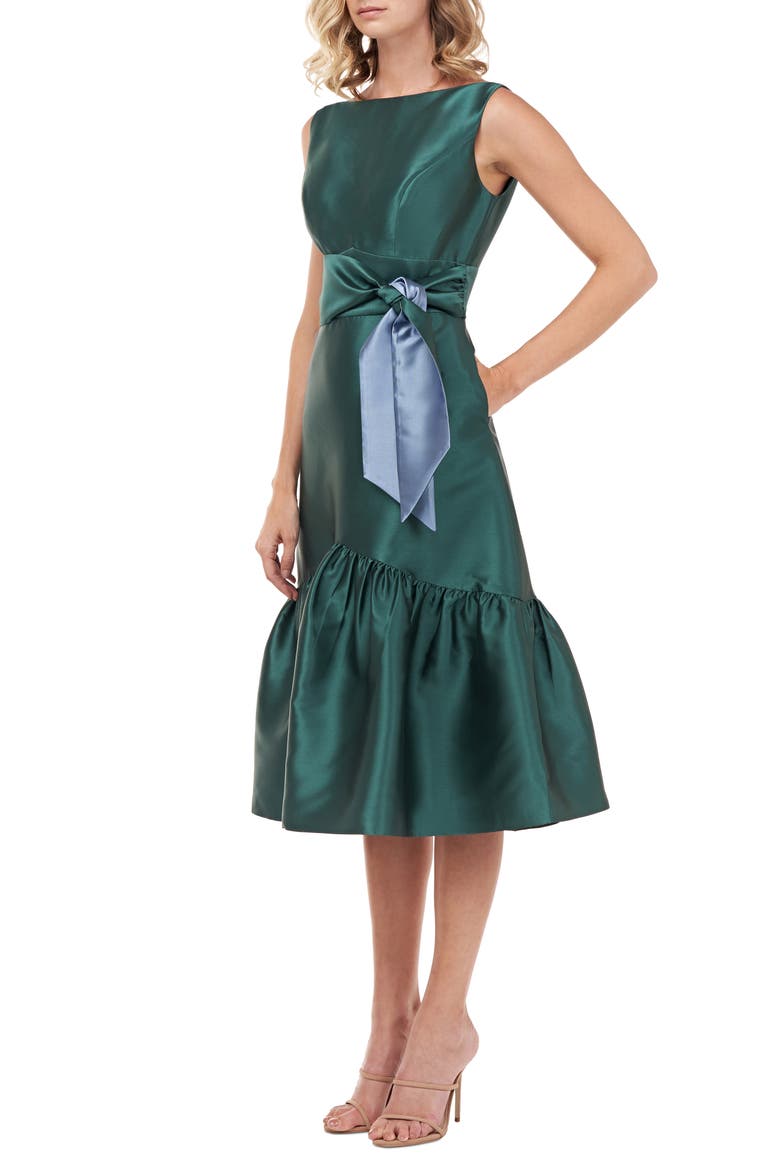 Tie Waist Ruffle Sleeveless Dress, Alternate, color, ENGLISH IVY