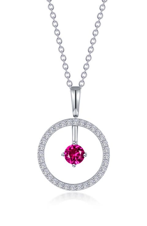 Simulated Diamond Lab-Created Birthstone Reversible Pendant Necklace