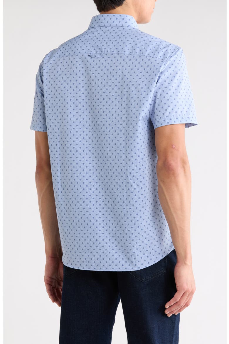 Polka Dot Short Sleeve Button-Up Shirt, Alternate, color, LIGHT BLUE GREY