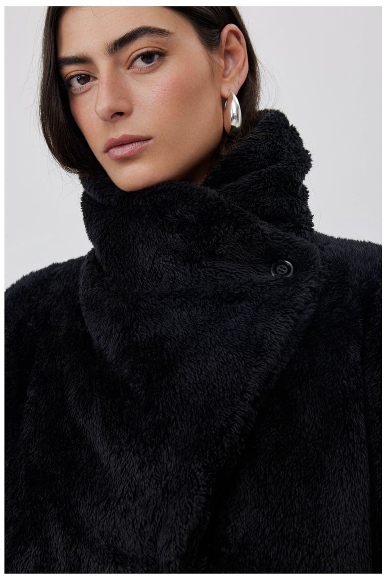 The Button-Up Fleece Cozy Coat, Alternate, color, Black
