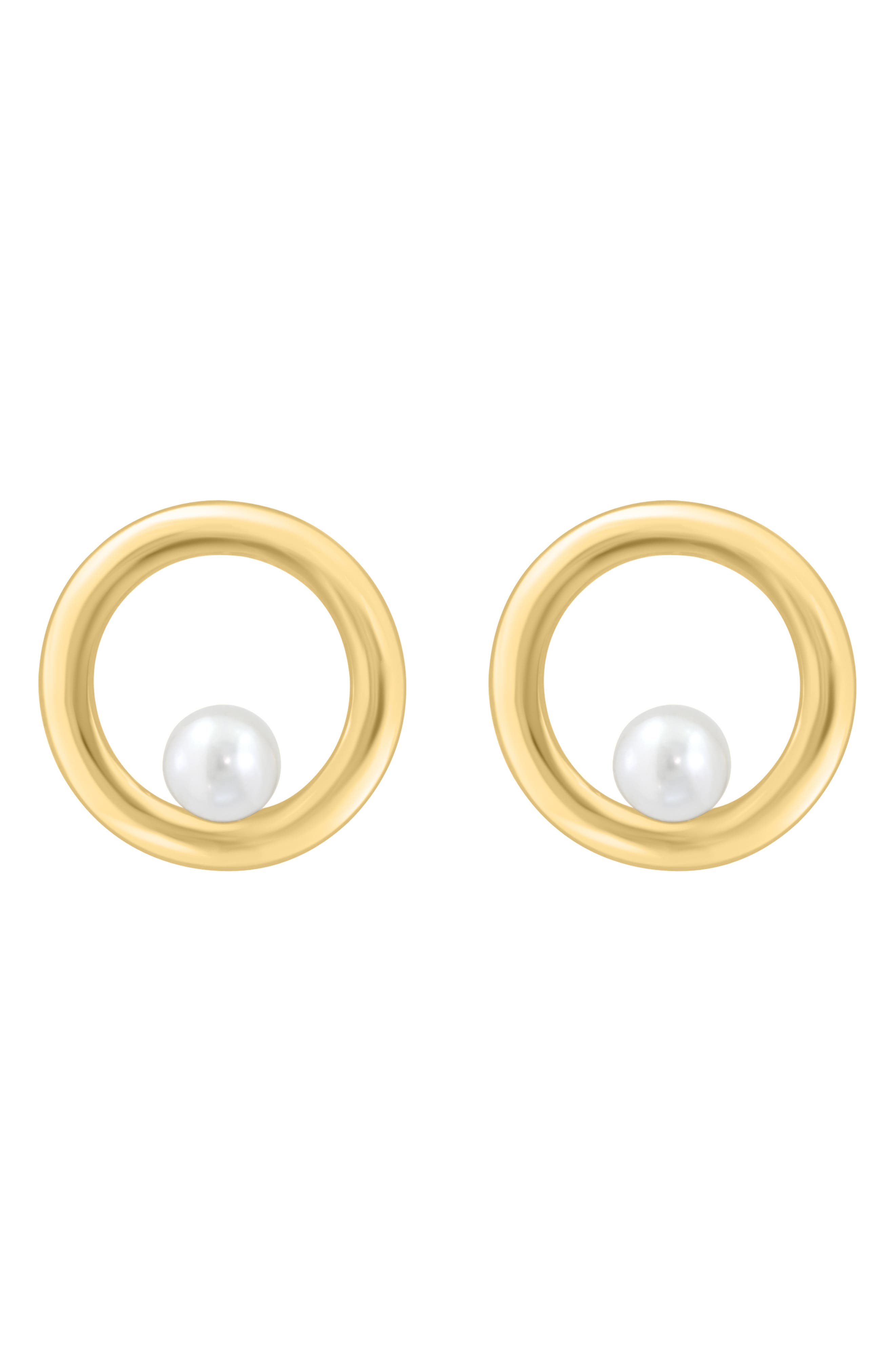 Freshwater Pearl Circle Stud Earrings