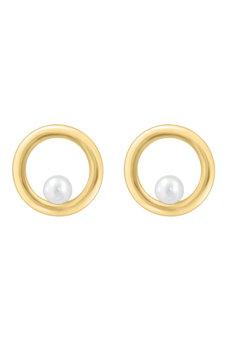 Freshwater Pearl Circle Stud Earrings, Main, color, WHITE
