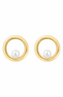 Freshwater Pearl Circle Stud Earrings