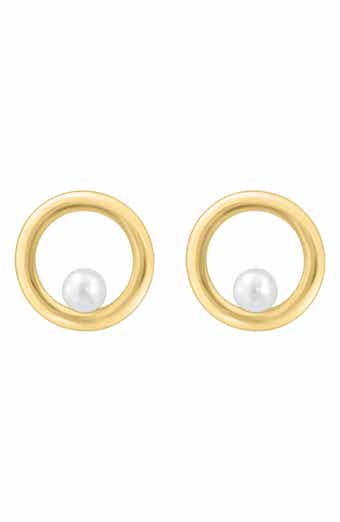 Freshwater Pearl Circle Stud Earrings