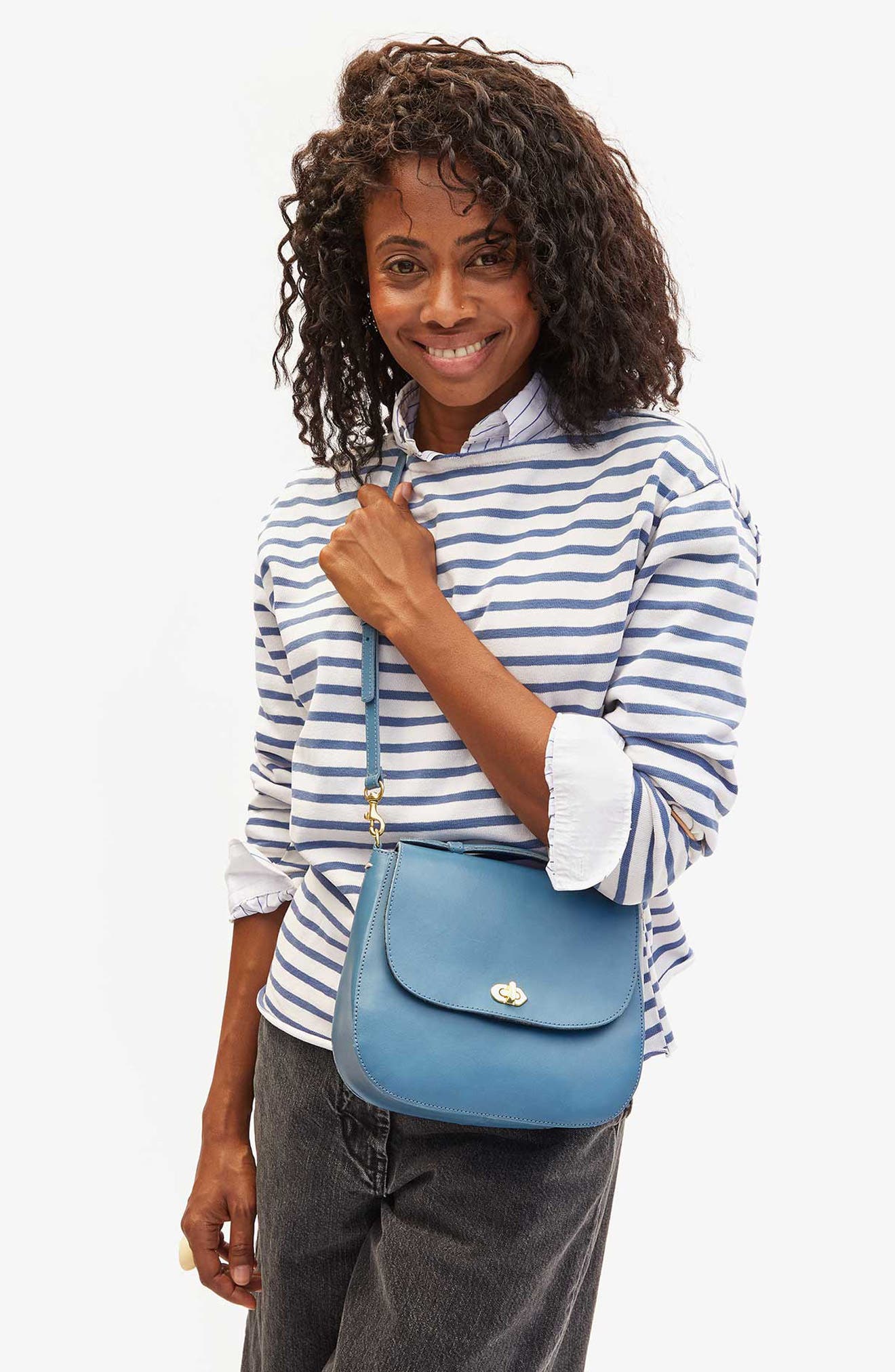 Clare V. Louis Leather Crossbody Bag, Alternate, color, 