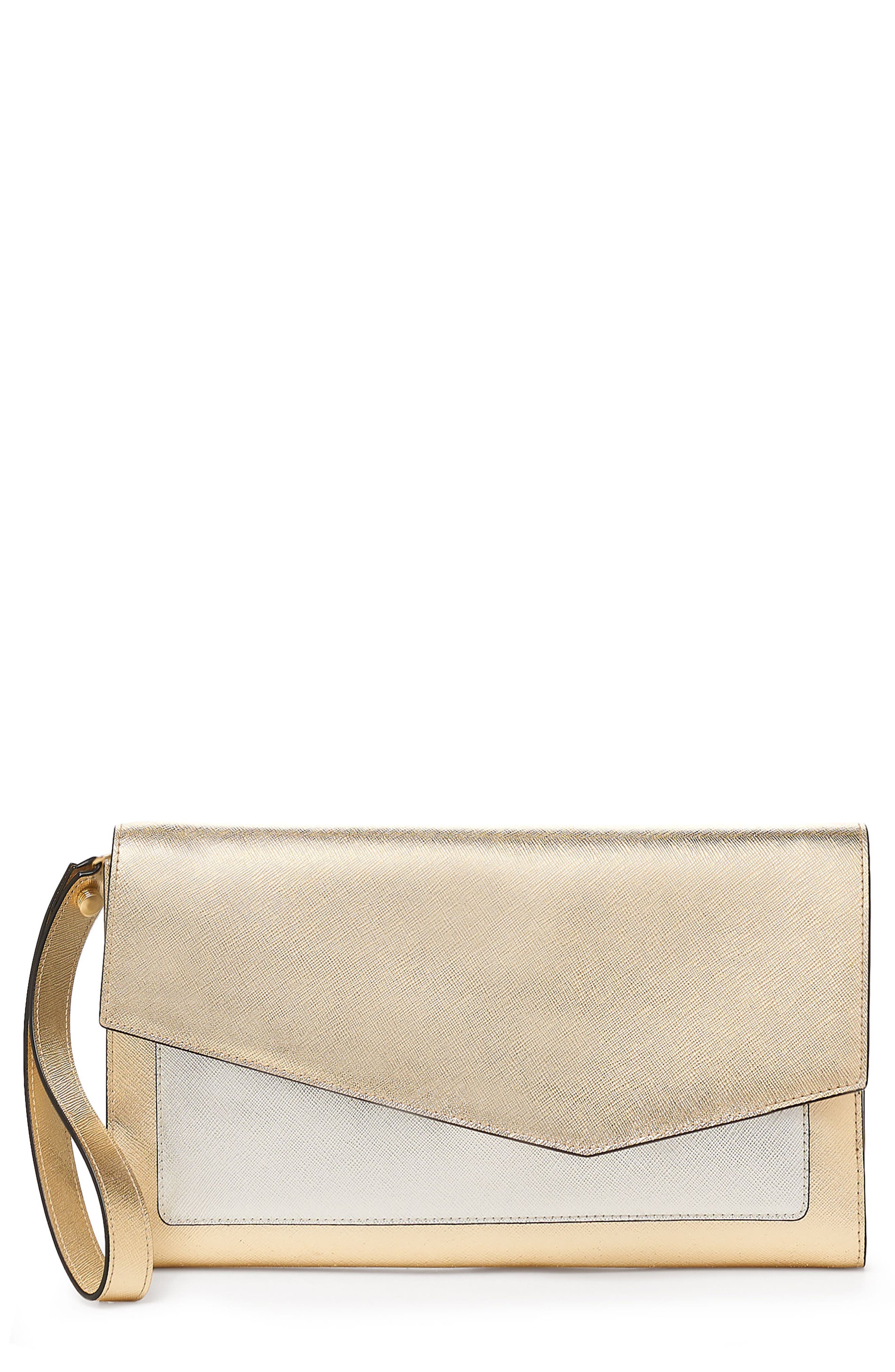 Cobble Hill Leather Wallet, Main, color, GOLD COLORBLOCK