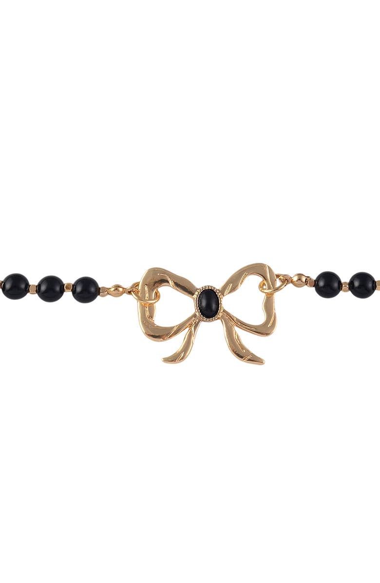 Rachel Roy Bow Pendant Beaded Necklace, Alternate, color, Black