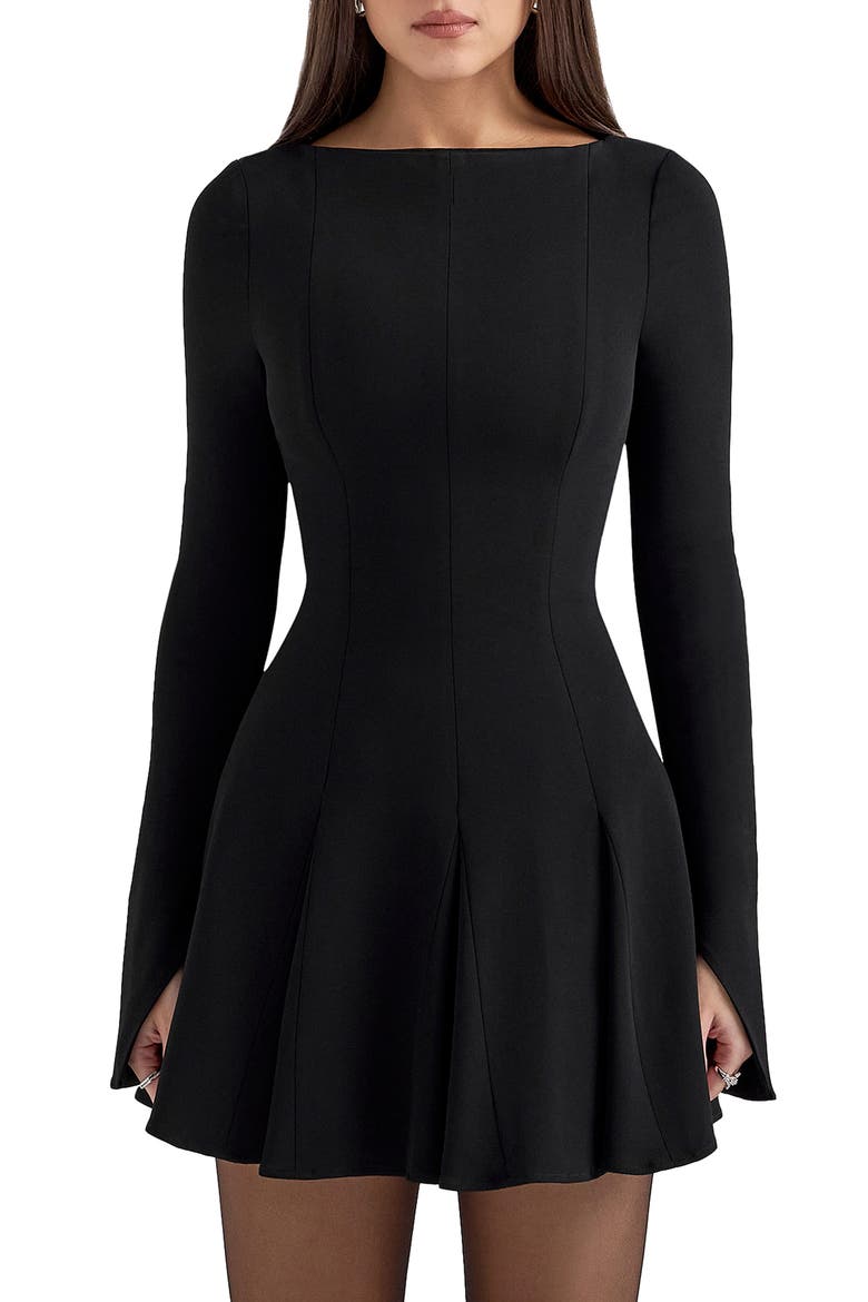 Francesca Long Sleeve Minidress, Alternate, color, BLACK