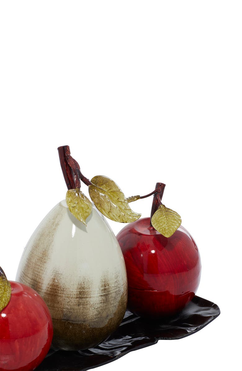 SONOMA SAGE HOME Red Metal Decorative Fruit Sculpture with Platter, Alternate, color, 