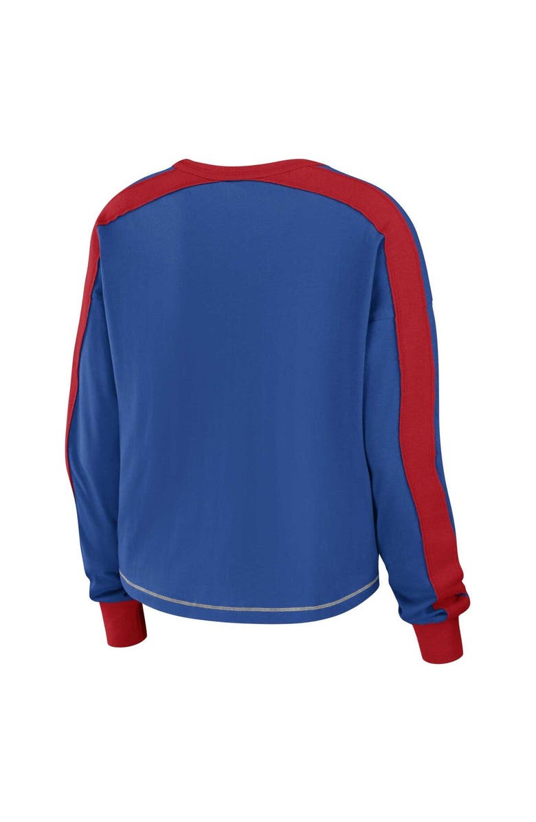 WEAR by Erin Andrews Women's WEAR by Erin Andrews Royal/Red Buffalo Bills Color Block Modest Crop Long Sleeve T-Shirt, Alternate, color, Royal