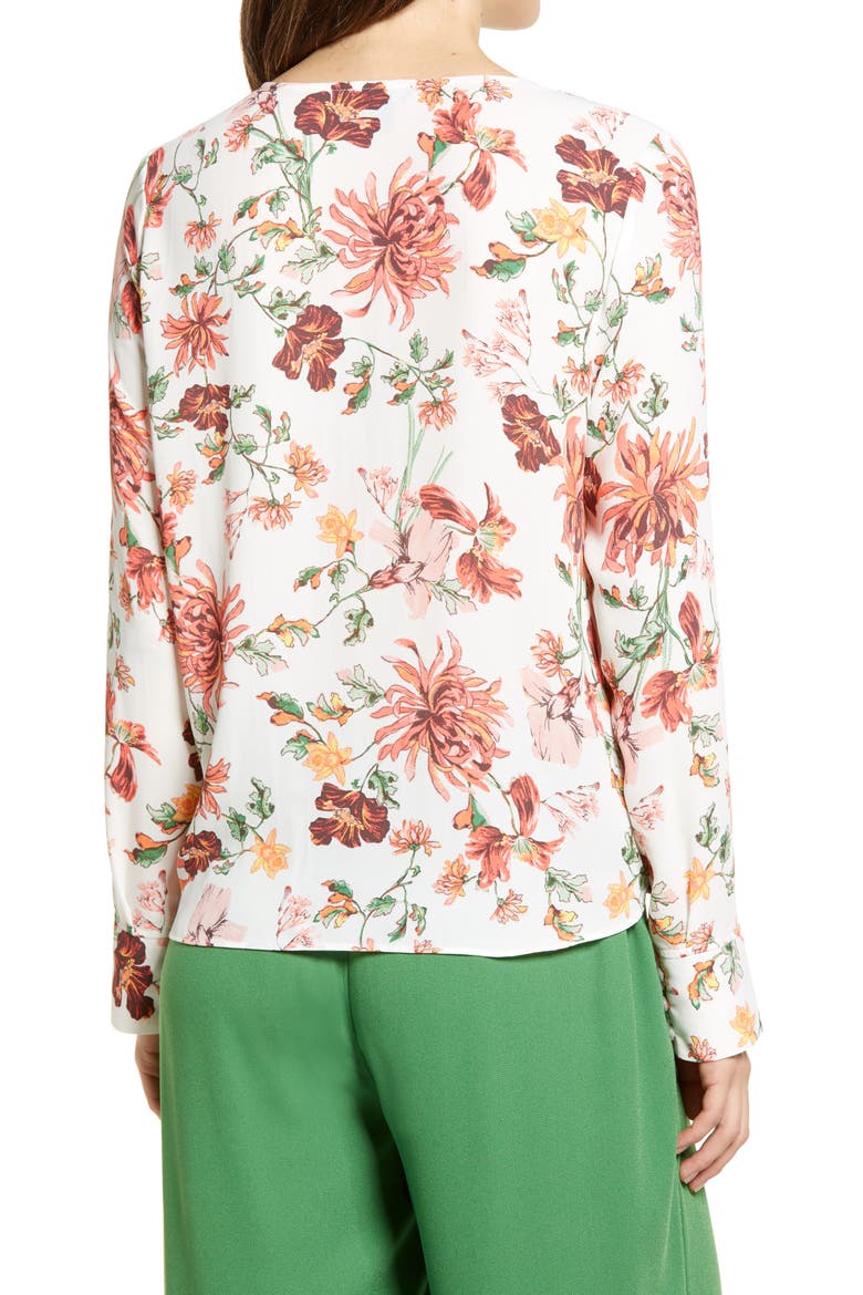 Cross Front Blouse, Alternate, color, IVORY- PINK DELILA FLORAL