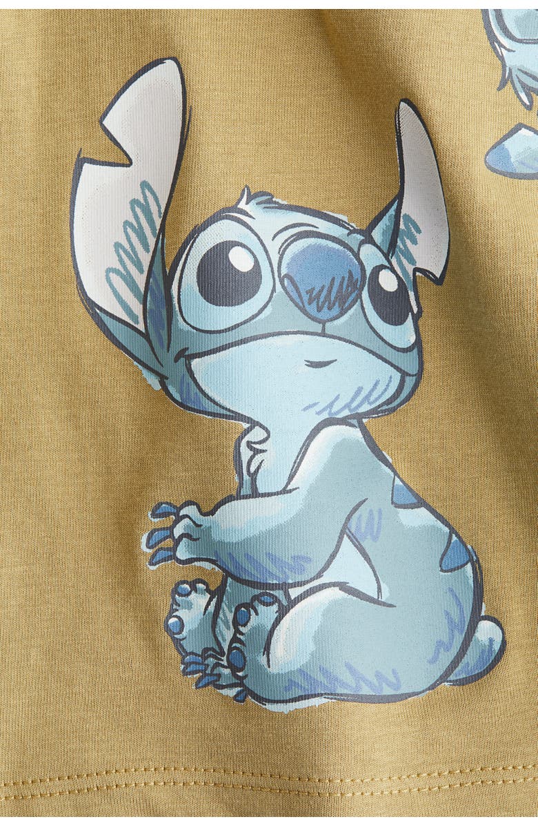 H&M 2-piece Cotton Jersey Set, Alternate, color, Mustard Yellow/Lilo & Stitch