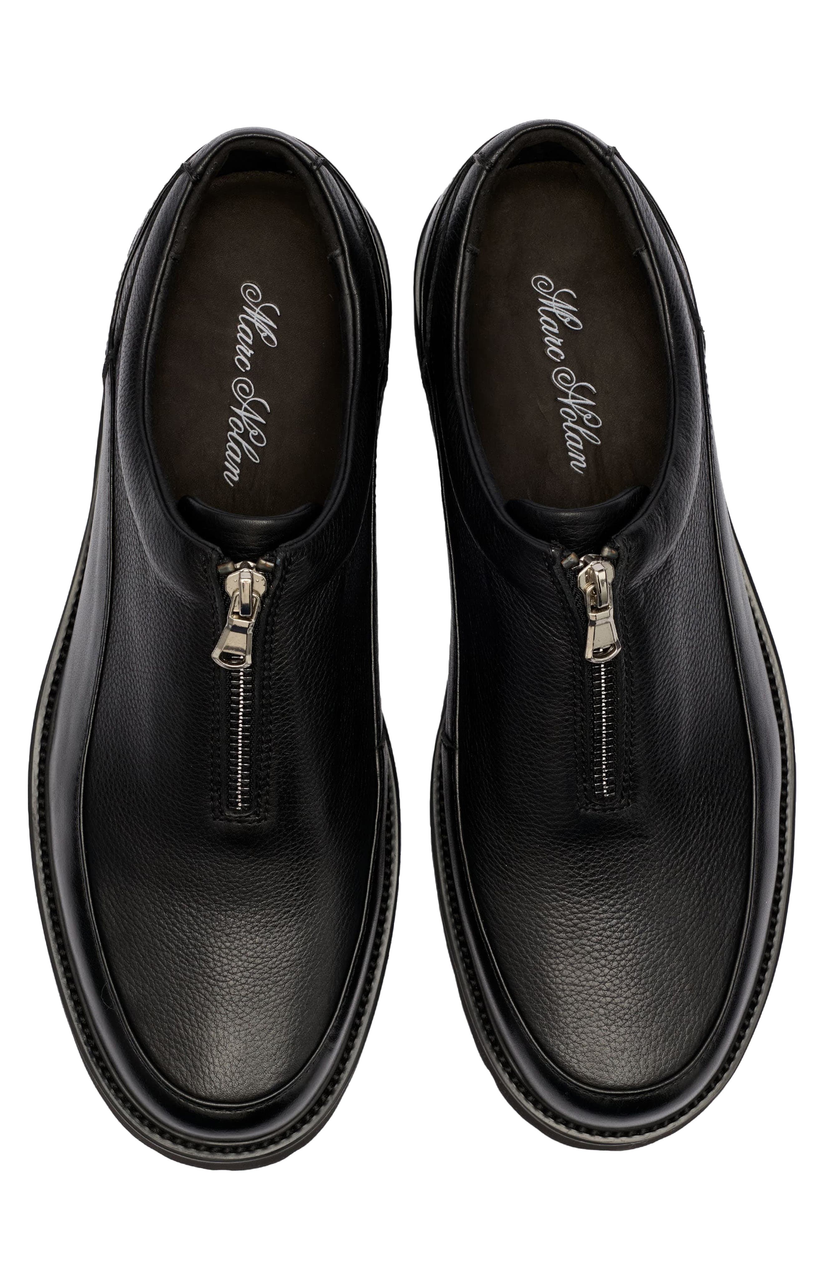 Monza Zip Leather Slip On, Alternate, color, BLACK