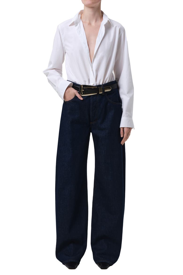 Ayla High Waist Baggy Wide Leg Jeans, Alternate, color, AMHERST DARK INDIGO