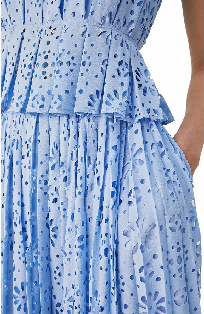 Rebecca Taylor Geo Eyelet Pleated Tank, Alternate, color, Bluebird