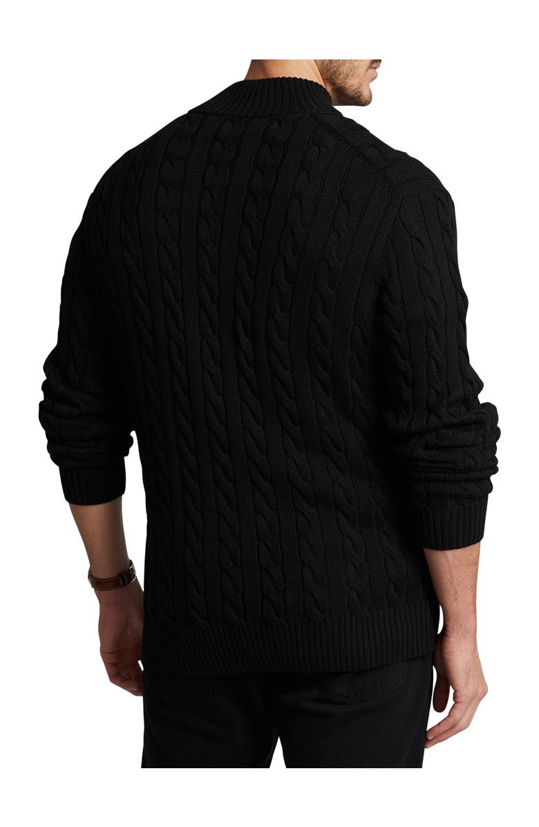Polo Ralph Lauren Big & Tall Cable Knit Cotton 1/4-Zip Sweater, Alternate, color, Polo Black