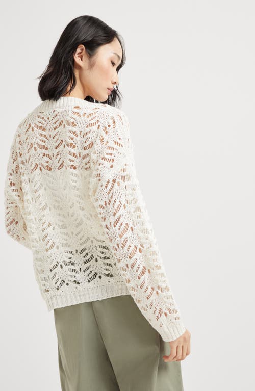 Brunello Cucinelli Women Silk And Linen Foliage Sweater In White