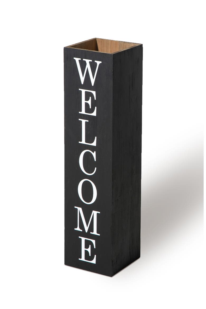 Double Sided Solid Wood Boxed "WELCOME HOME" Porch Sign, Alternate, color, Black