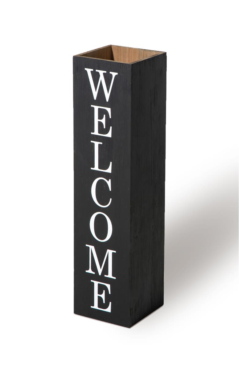 Glitzhome Double Sided Solid Wood Boxed "WELCOME HOME" Porch Sign, Alternate, color, Black