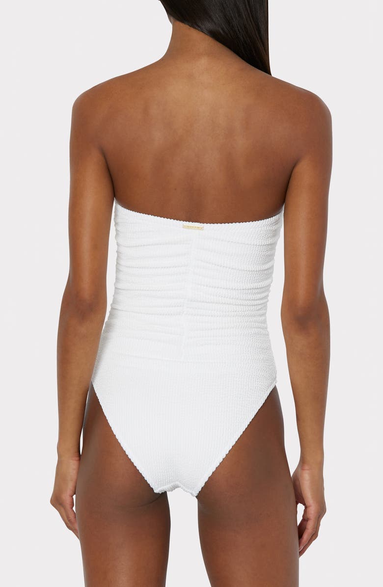Milly Textured Ruched One-Piece Swimsuit, Alternate, color, White