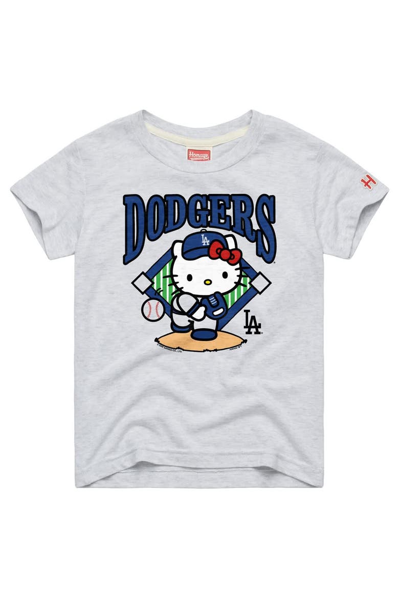 Youth Homage  Ash Los Angeles Dodgers Hello Kitty x MLB Tri-Blend T-Shirt, Main, color, Ash