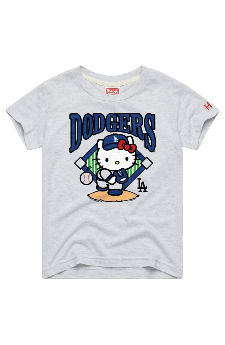 Homage Youth Homage  Ash Los Angeles Dodgers Hello Kitty x MLB Tri-Blend T-Shirt, Main, color, Ash