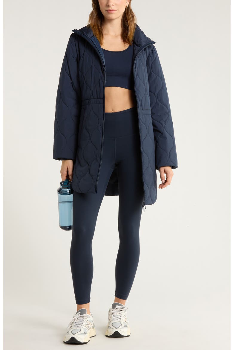 Skyline Longline Quilted Jacket, Alternate, color, NAVY SAPPHIRE