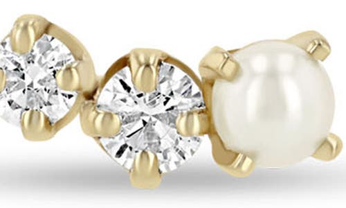 Zoë Chicco 14k Yellow Gold Graduated Curved Diamond & Cultured Freshwater Pearl Stud Earrings In Gold
