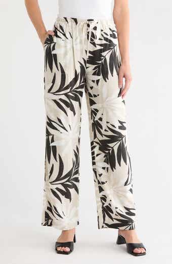 Joie Palm Print Linen Blend Wide Leg Pants