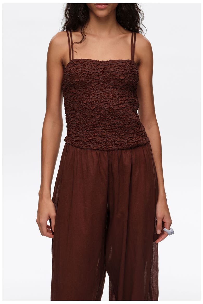 Cotton Gathered Balloon Jumpsuit, Alternate, color, BROWN