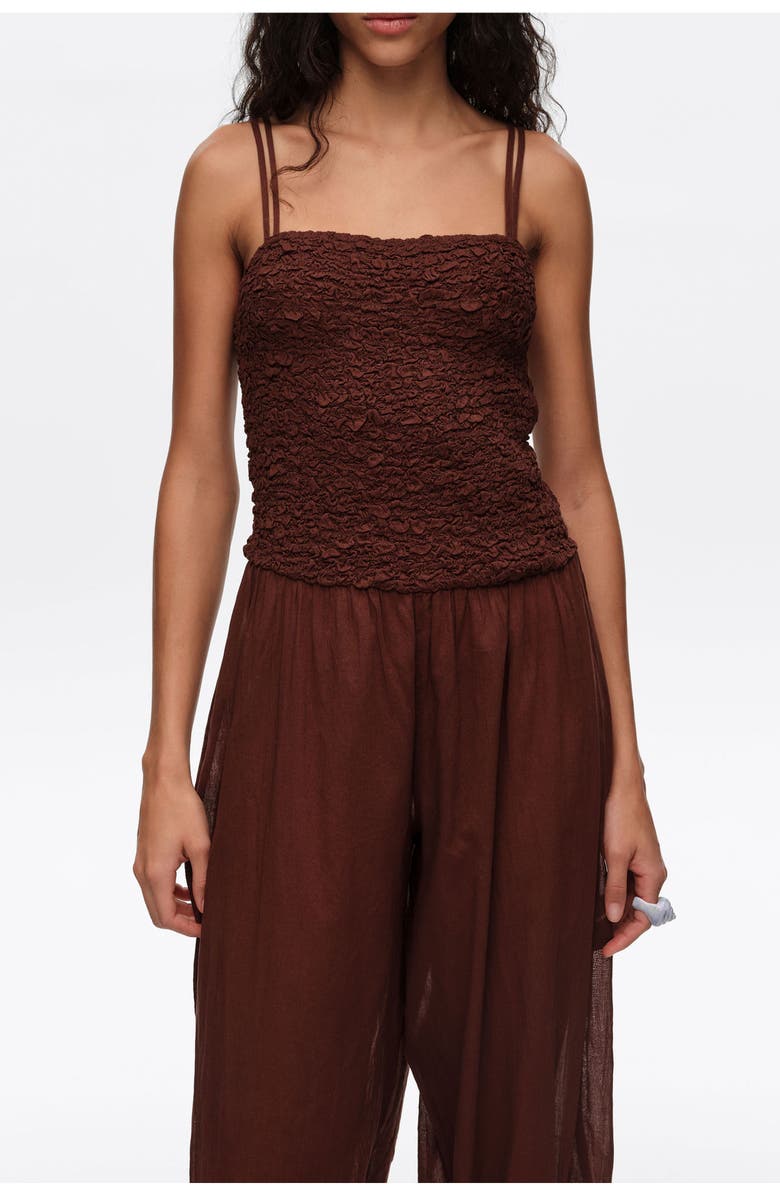 Bimba y Lola Cotton Gathered Balloon Jumpsuit, Alternate, color, Brown