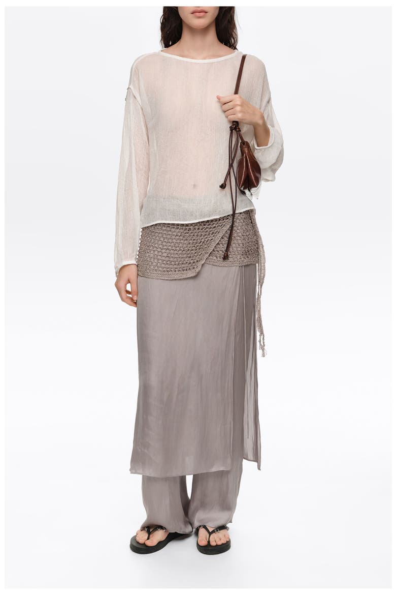Fluid ankle length skort, Main, color, SILVER